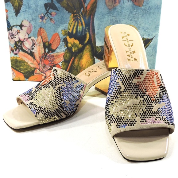 ALESSANDRO DI MARIA 🇮🇹 WOMEN'S BEIGE SUEDE SUMMER FASHION MULES - Picture 8 of 8